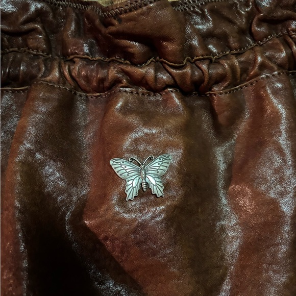 Vintage Y2K Lucky Brand Butterfly Leather shoulder bag Large brown - Picture 5 of 8